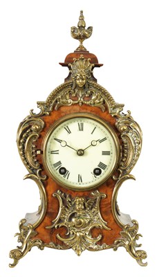 Lot 1308 - LENZKIRCH. A LATE 19TH CENTURY GERMAN WALNUT AND BRASS MOUNTED MANTEL CLOCK