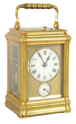 Lot 1123 - HENRI JACOT, NUMBERED 3626 A LATE 19TH CENTURY MINIATURE GORGE CASE GILT BRASS PETITE SONNERIE REPEATING CARRIAGE CLOCK
