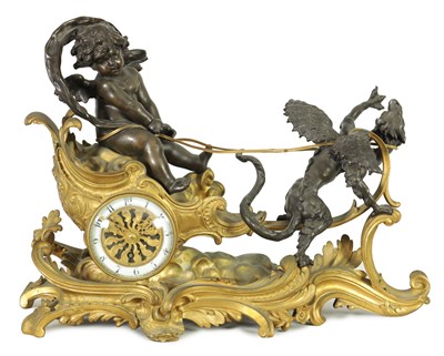 Lot 1192 - A FINE 19TH CENTURY FRENCH ORMOLU AND BRONZE MANTEL CLOCK IN THE MANNER OF FRANCOIS LINKE