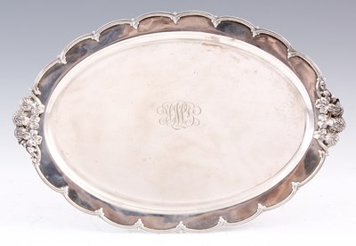 Lot 118 - AN AMERICAN SILVER OVAL TRAY with rococo...