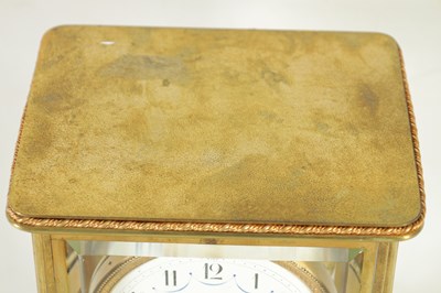 Lot 1203 - CLAUDE GRIVOLAS. AN EARLY 20TH CENTURY BRASS CASED FOUR GLASS 400 DAY MANTEL CLOCK