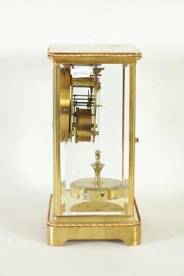 Lot 1203 - CLAUDE GRIVOLAS. AN EARLY 20TH CENTURY BRASS CASED FOUR GLASS 400 DAY MANTEL CLOCK