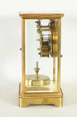 Lot 1203 - CLAUDE GRIVOLAS. AN EARLY 20TH CENTURY BRASS CASED FOUR GLASS 400 DAY MANTEL CLOCK