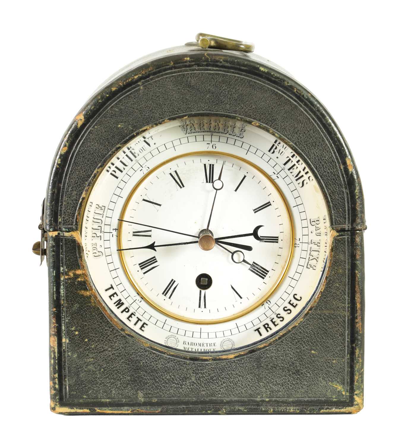 Lot 1155 - E BOURDON AND RICHARDS PATENT, PARIS. A 19TH CENTURY BAROMETER CLOCK