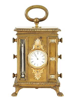 Lot 1201 - AN UNUSUAL 19TH CENTURY FRENCH ORMOLU DESK CLOCK/CALENDAR COMPENDIUM