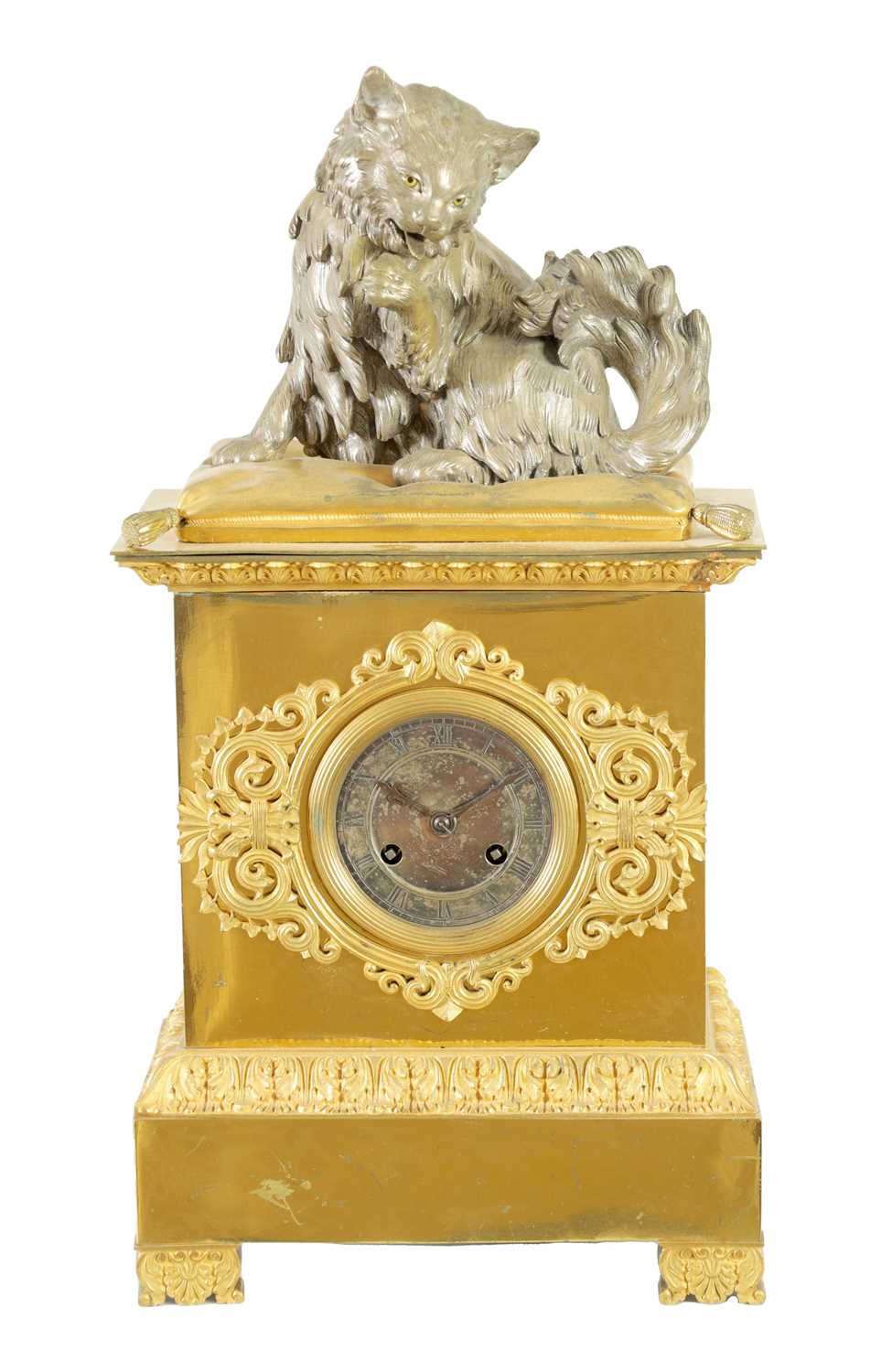 Lot A RARE EARLY 19TH CENTURY FRENCH BRONZE AND ORMOLU AUTOMATION MANTEL CLOCK