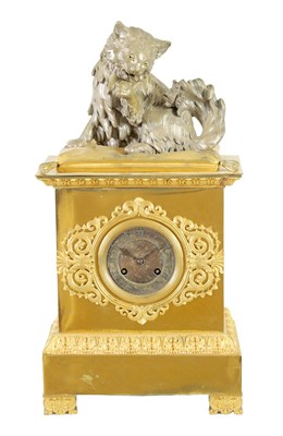 Lot 773 - A RARE EARLY 19TH CENTURY FRENCH BRONZE AND ORMOLU AUTOMATION MANTEL CLOCK