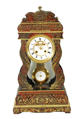 Lot 821 - A LATE 19TH CENTURY FRENCH BOULLE TORTOISESHELL PORTICO CLOCK