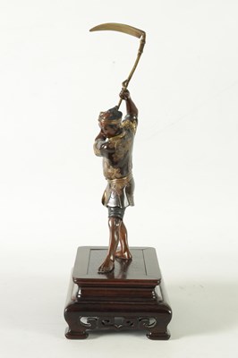 Lot 216 - A MIEJI PERIOD JAPANESE BRONZE AND MIXED METAL SCULPTURE