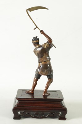 Lot 216 - A MIEJI PERIOD JAPANESE BRONZE AND MIXED METAL SCULPTURE