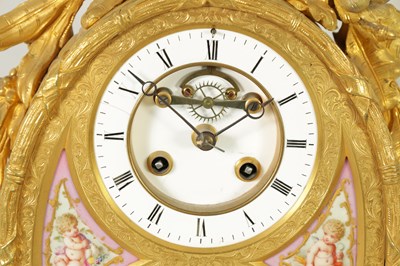 Lot 1238 - A LATE 19TH CENTURY FRENCH ORMOLU AND PORCELAIN PANELLED CALENDAR CLOCK