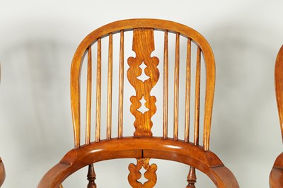 Lot 1327 - A SET OF SIX 19TH CENTURY STYLE ASH AND ELM BROAD ARM WINDSOR CHAIRS