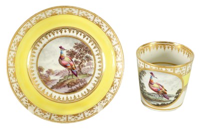 Lot 161 - A FINE EARLY 19TH CENTURY FLIGHT AND BARR WORCESTER CABINET CUP AND SAUCER PAINTED IN THE MANNER OF GEORGE DAVIS