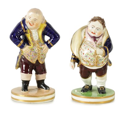 Lot 170 - A PAIR OF EARLY 19TH CENTURY BLOOR DERBY STANDING FIGURES DEPICTING LAUGHING AND CRYING PHILOSOPHERS
