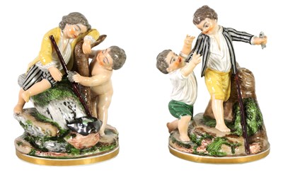 Lot 120 - A PAIR OF 19TH CENTURY CONTINENTAL NIDERVILLER PORCELAIN FIGURAL GROUPS