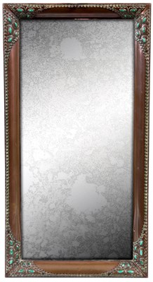 Lot 58 - AN ART NOUVEAU COPPER RECTANGULAR MIRROR with...