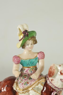 Lot 48 - A RARE PAIR OF EARLY 19TH CENTURY MINTON 'WAR AND PEACE' FIGURINES