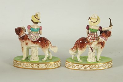 Lot 48 - A RARE PAIR OF EARLY 19TH CENTURY MINTON 'WAR AND PEACE' FIGURINES