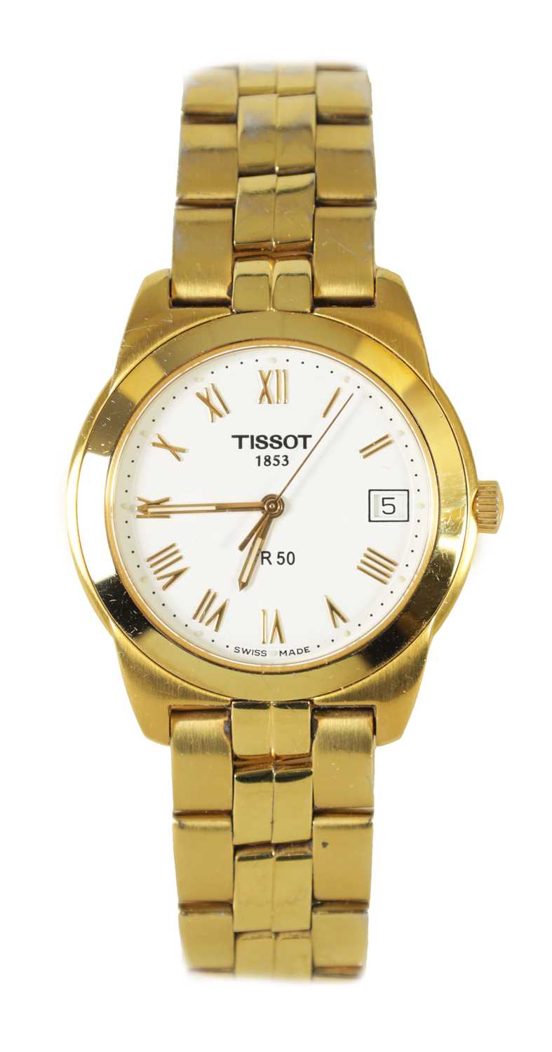 Lot 485 - A GENTLEMAN’S GOLD PLATED TISSOT WRISTWATCH