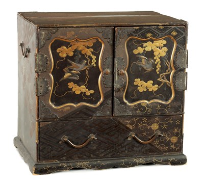 Lot 344 - A 19TH CENTURY JAPANESE MEIJI PERIOD LACQUERED COLLECTORS CABINET