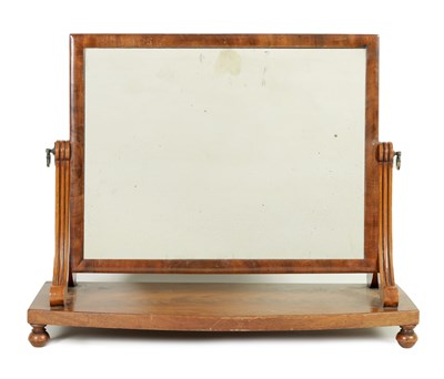 Lot 1466 - A 19TH CENTURY FLAME MAHOGANY BOW FRONTED TOILET MIRROR IN THE MANNER OF GILLOWS