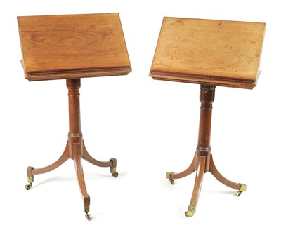 Lot 1419 - A PAIR OF GEORGE III MAHOGANY ADJUSTABLE READING TABLES