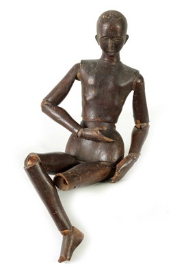 Lot 770 - A 19TH CENTURY CARVED WOOD LAY FIGURE