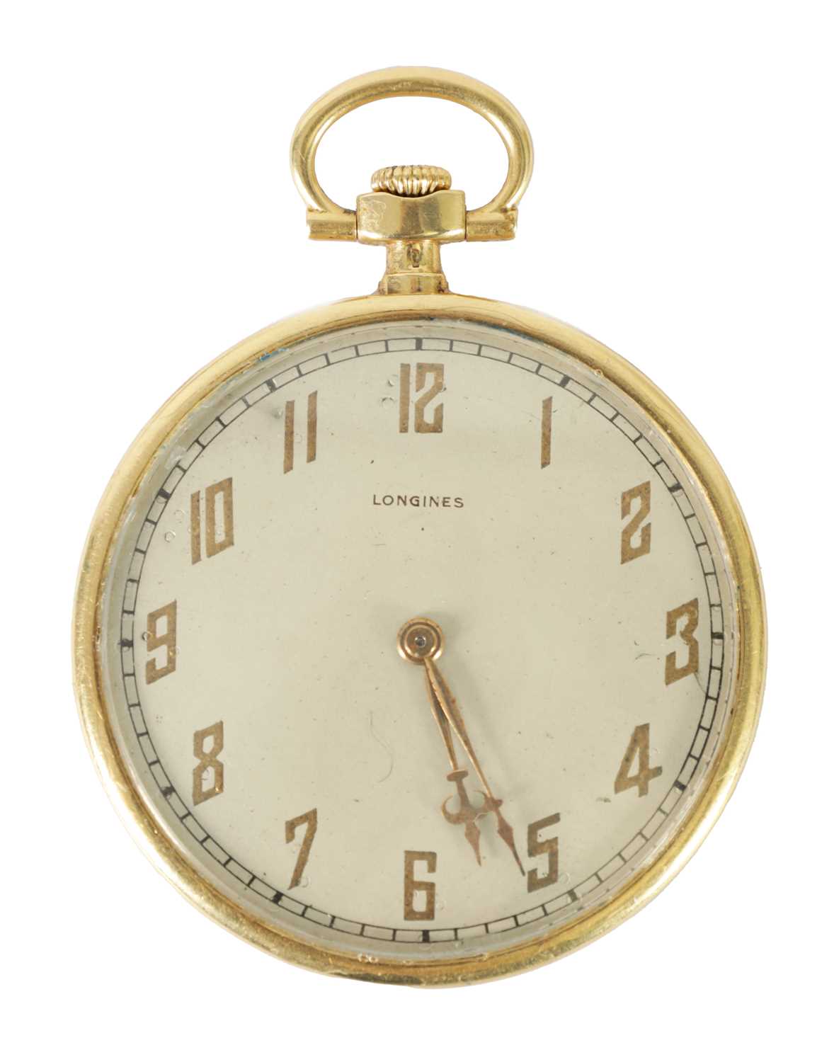 Lot 474 - A 9CT GOLD LONGINES OPEN FACE POCKET WATCH