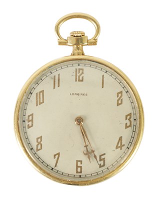 Lot 474 - A 9CT GOLD LONGINES OPEN FACE POCKET WATCH