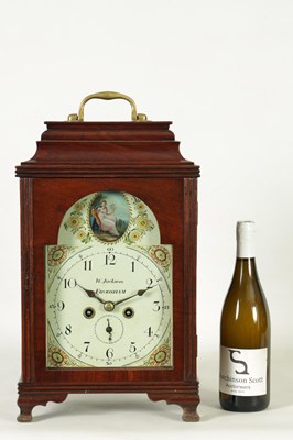Lot 741 - WILLIAM JACKSON, FRODSHAM A GEORGE III PAINTED DIAL MAHOGANY BRACKET CLOCK