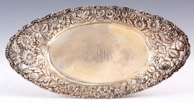 Lot 137 - AN AMERICAN SILVER OVAL ROSE PATTERN DRESSING...