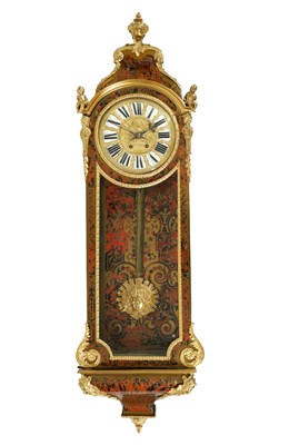 Lot 1124 - A FINE 19TH CENTURY FRENCH BOULLE TORTOISESHELL WALL CLOCK