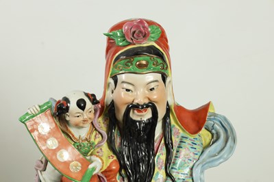 Lot 340 - A MASSIVE GARNITURE OF THREE CHINESE REPUBLIC SAGE STANDING FIGURES