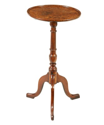 Lot 1341 - A MID 18TH CENTURY BURR ELM AND YEW-WOOD TRIPOD OCCASIONAL TABLE