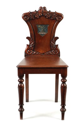 Lot 1401 - A 19TH CENTURY MAHOGANY HALL CHAIR