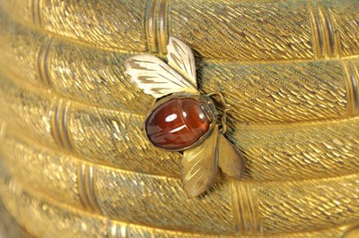 Lot 866 - AN UNUSUAL LATE 19TH CENTURY GILT BRASS BEEHIVE SEWING BOX