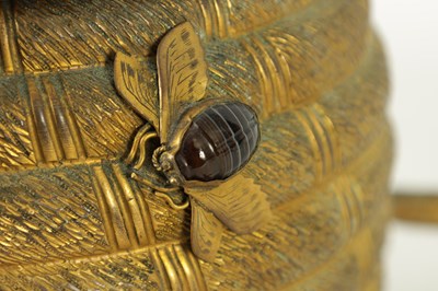 Lot 866 - AN UNUSUAL LATE 19TH CENTURY GILT BRASS BEEHIVE SEWING BOX