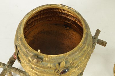 Lot 866 - AN UNUSUAL LATE 19TH CENTURY GILT BRASS BEEHIVE SEWING BOX