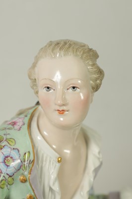 Lot 85 - A PAIR OF LATE 19TH CENTURY MEISSEN PORCELAIN FIGURAL SWEETMEAT DISHES