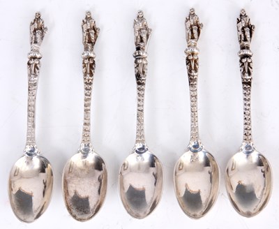 Lot 145 - A SET OF FIVE LATE 19th CENTURY SILVER SPOONS...