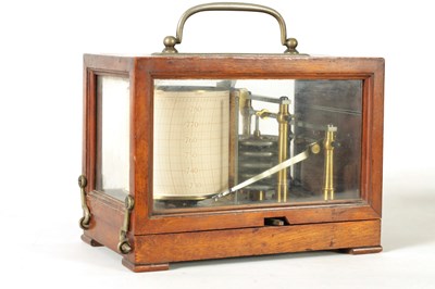 Lot 1101 - A 19TH CENTURY FRENCH MAHOGANY MINIATURE BAROGRAPH BY RICHARD FRERES PARIS