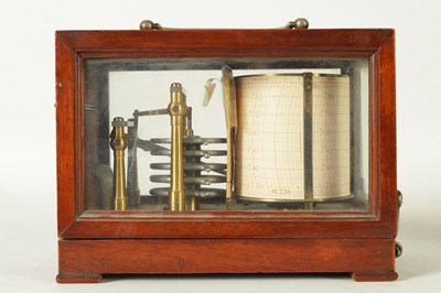 Lot 1101 - A 19TH CENTURY FRENCH MAHOGANY MINIATURE BAROGRAPH BY RICHARD FRERES PARIS