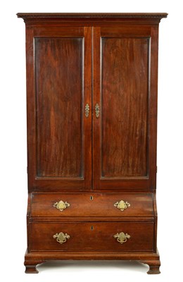 Lot 1430 - AN 18TH CENTURY SOLID WALNUT ESTATE CUPBOARD/BOOKCASE