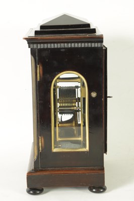 Lot 1287 - BETHEL JACOBS, No. 7 WHITEFRIARGATE HULL. A GOOD EARLY 19TH CENTURY EBONISED CHAMFER TOP MANTEL/LIBRARY CLOCK