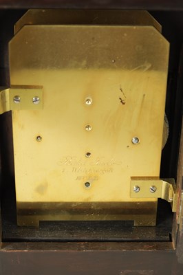 Lot 1287 - BETHEL JACOBS, No. 7 WHITEFRIARGATE HULL. A GOOD EARLY 19TH CENTURY EBONISED CHAMFER TOP MANTEL/LIBRARY CLOCK