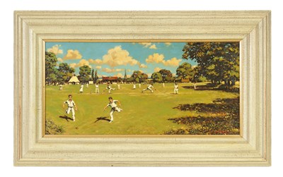 Lot 1064 - R. A. SULLIVAN A 2OTH CENTURY OIL ON CANVAS CRICKETING SCENE