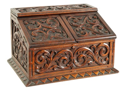 Lot 917 - A LATE 19TH CENTURY CARVED ROSEWOOD STATIONERY BOX