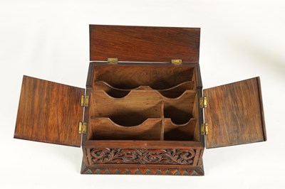 Lot 917 - A LATE 19TH CENTURY CARVED ROSEWOOD STATIONERY BOX