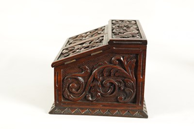 Lot 917 - A LATE 19TH CENTURY CARVED ROSEWOOD STATIONERY BOX