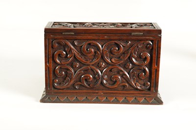 Lot 917 - A LATE 19TH CENTURY CARVED ROSEWOOD STATIONERY BOX